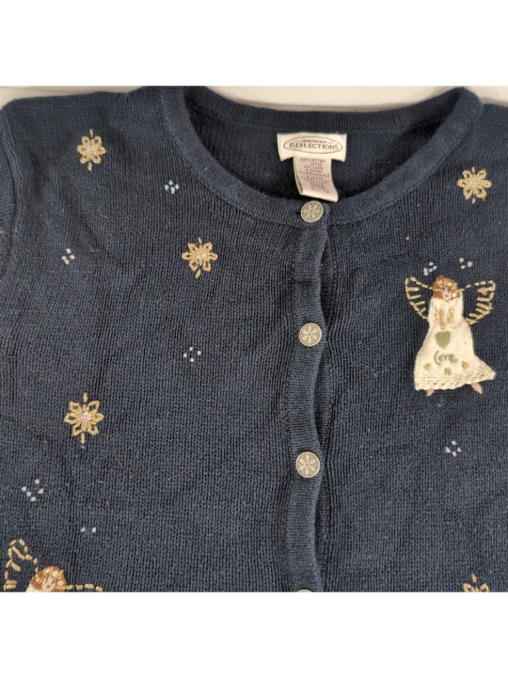 Northern Reflections Embroidered Angel Cardigan XL Navy Blue Christmas Winter - Picture 4 of 14